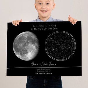 Cadeau de Noël personnalisé phase de lune pour femme mari, impression de ciel nocturne, carte des étoiles personnalisée, téléchargement numérique de cadeau d'anniversaire de mariage