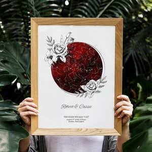 Cadeau de mariage Star Map pour un couple, Le ciel nocturne quand nous avons dit que je fais de l’impression sur toile, cadeau du 2ème anniversaire pour la femme du mari, cadeau du 19ème anniversaire