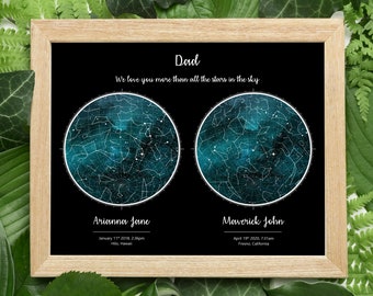 2 3 4 Custom Star Map By Date and Location, Unique Gift for Dad or Mom from daughter son, Night Sky Print, Personalized Father's day gift