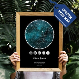 The day YOU WERE BORN Custom Star Map, Constellation Chart, Map of the Night Sky, Star Chart print, Personalized Star Map,21st birthday gift