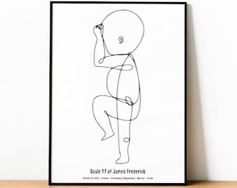 Baby Birth Poster Scale 1:1, The Birth Poster Scale, Newborn Birth Announcement Poster, Newborn Baby Poster Scale, Personalized Baby Gifts