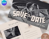 Vintage Postcard Save the Date Template | Editable Retro Wedding Announcement Card | Printable  Canva Template, Postcard Photo Save the Date