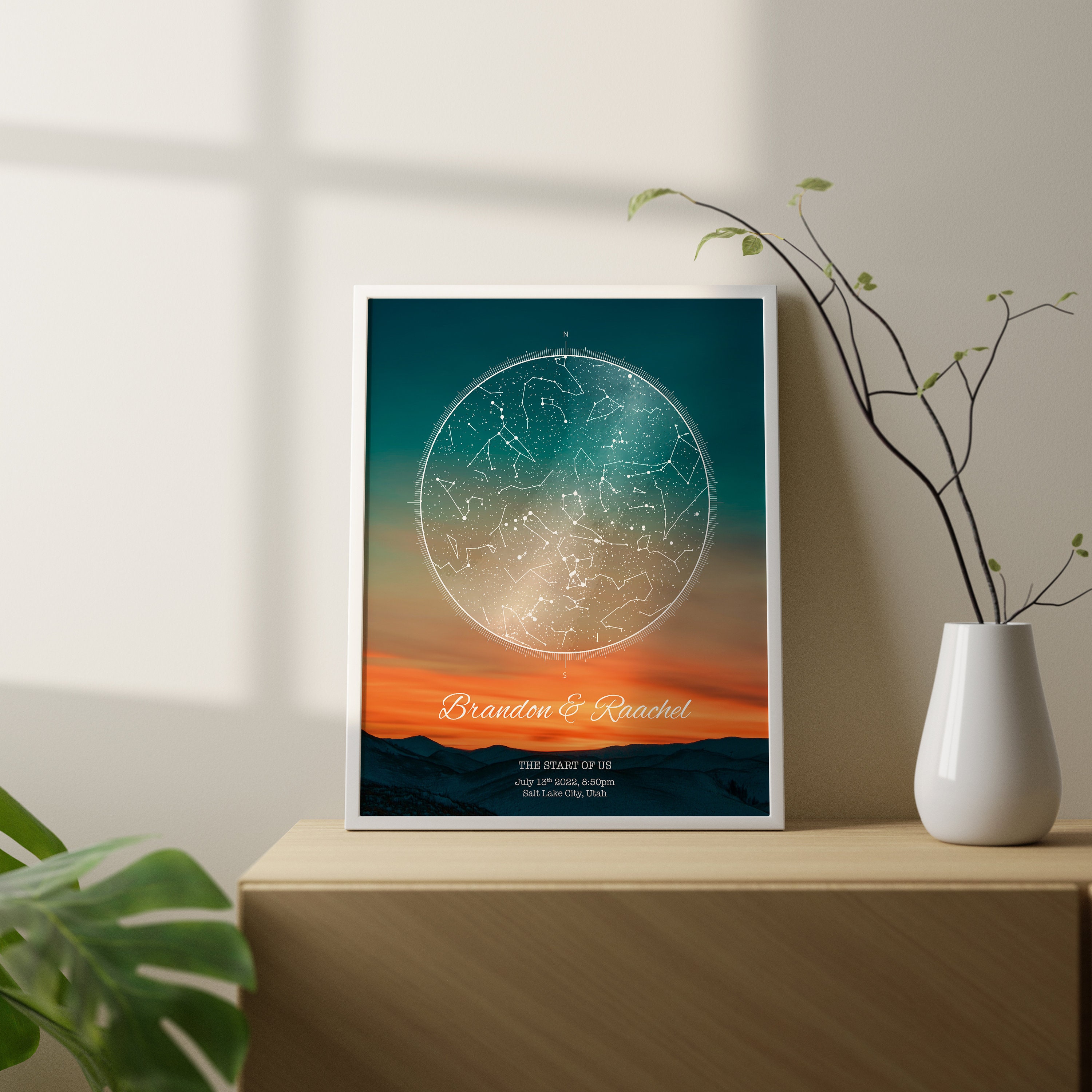The Day YOU WERE BORN Custom Star Map, Constellation Chart, Map of the ...