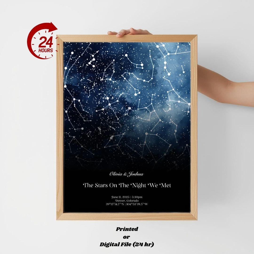 Custom Star Map • Personalized Night Sky Print • Constellation Poster ...
