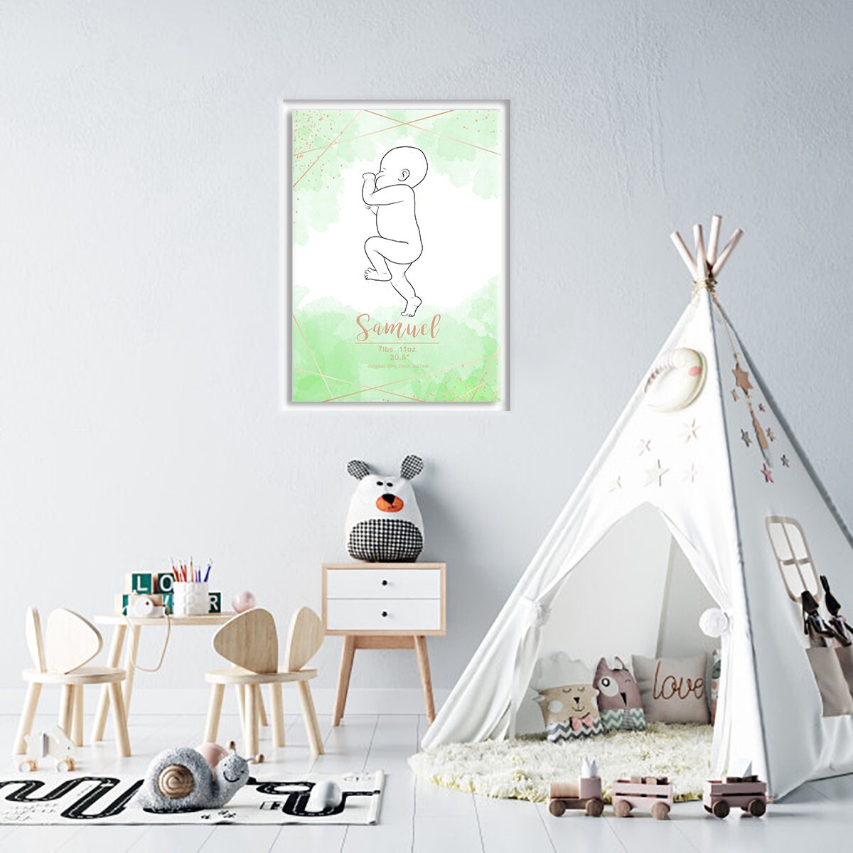 Birth Poster in Scale 1:1, Personalized Baby Poster, Custom Newborn ...
