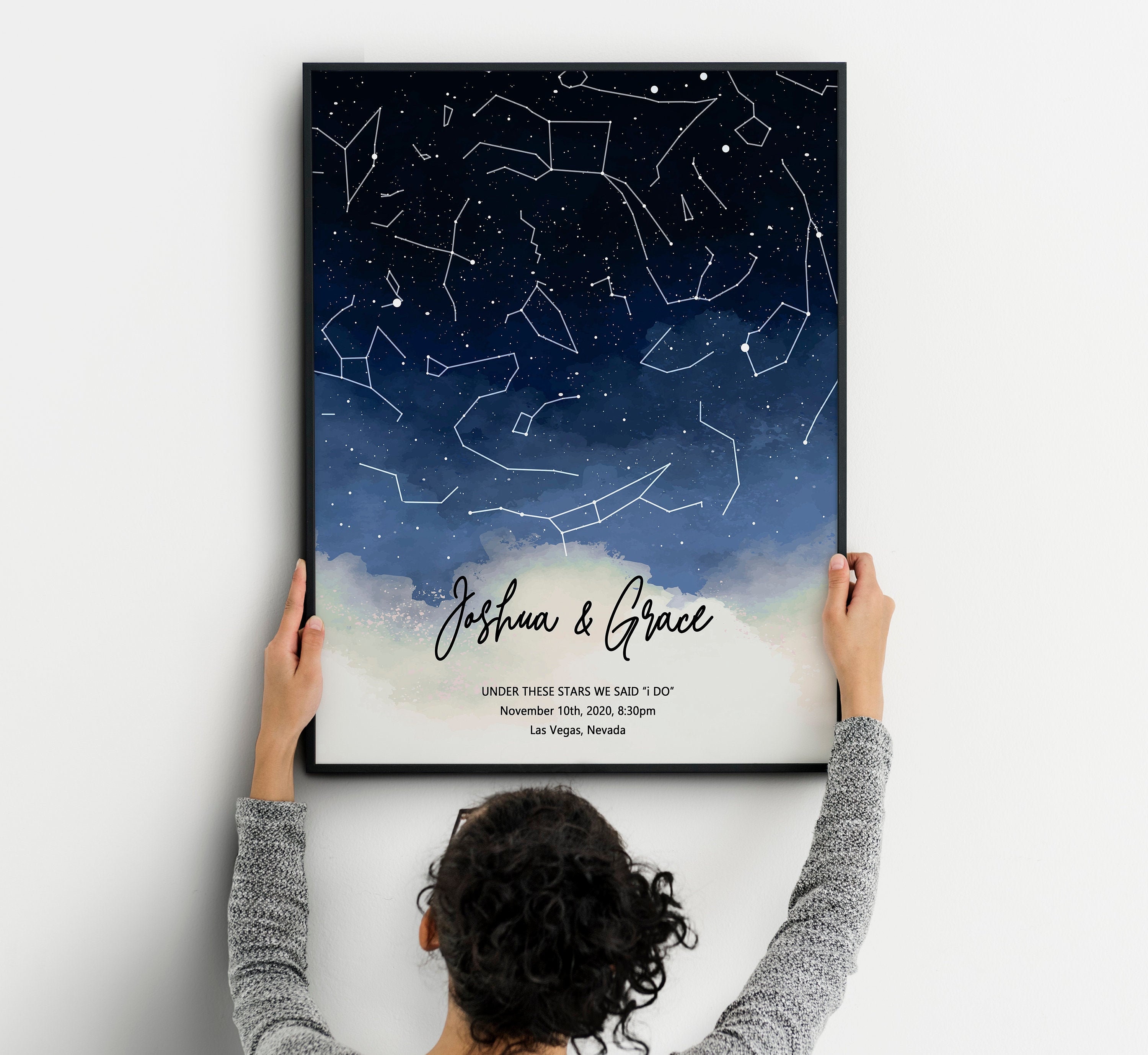 Twinkle Map Star Map, Custom Star Map, Night Sky Print, Personalized Sky Map, the ...
