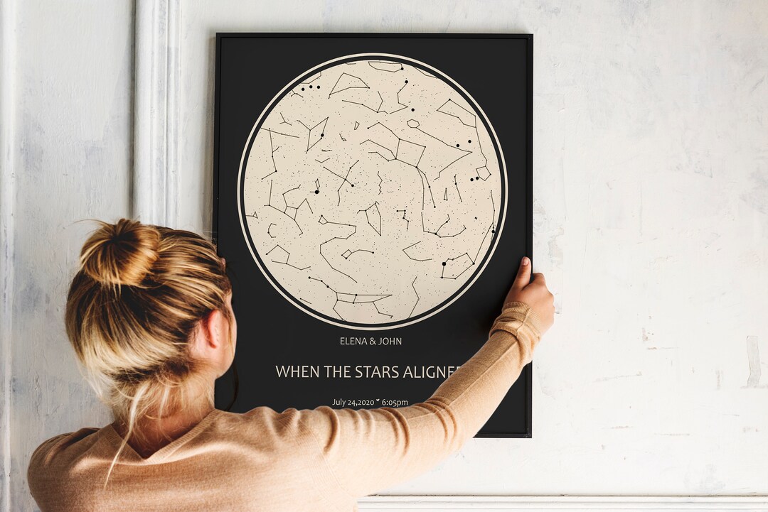 CUSTOM STAR MAP by Date and Location, Personalized Couples Star Chart ...