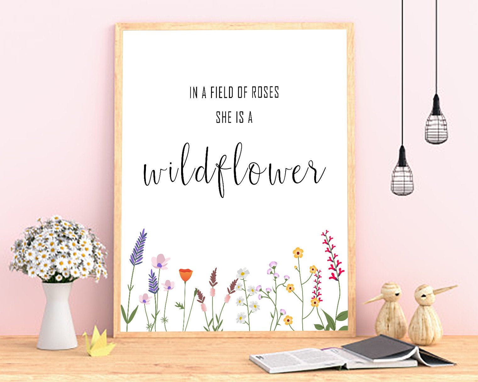 In A Field Of Roses, She Is A Wildflower, Girl Room Wall Decor, Floral  Flowers Print, Child Art, Nursery Print, Wildflower Decor, Unframed (8X10  INCH)