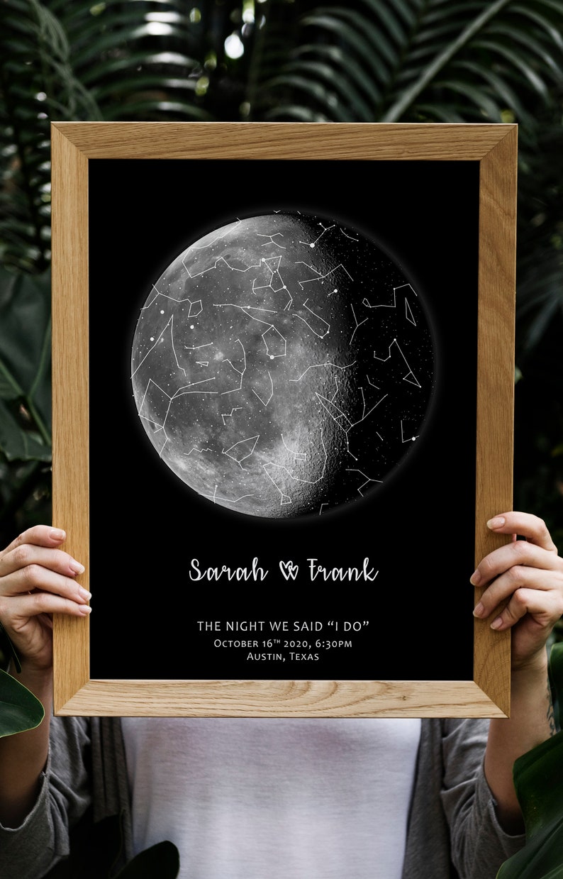 Star Map and Moon Phase Print, Custom Star Map, Personalized Moon Phase ...