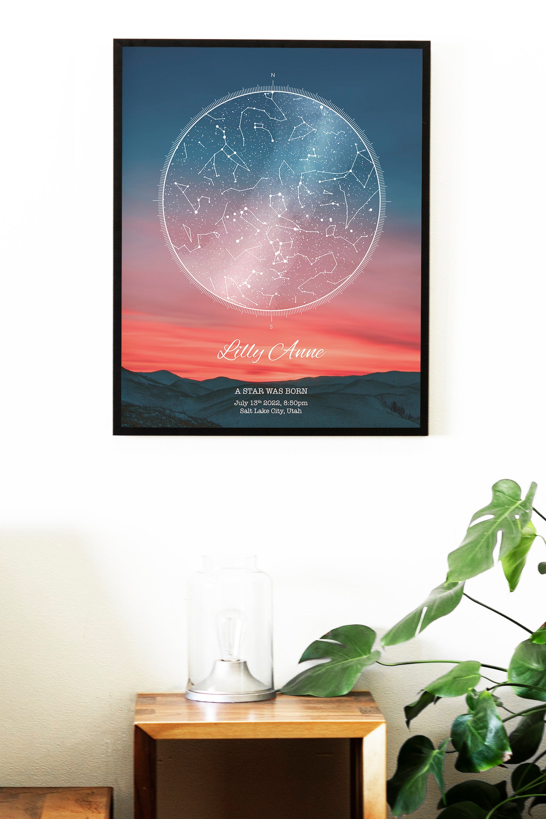 The Day YOU WERE BORN Custom Star Map, Constellation Chart, Map of the ...