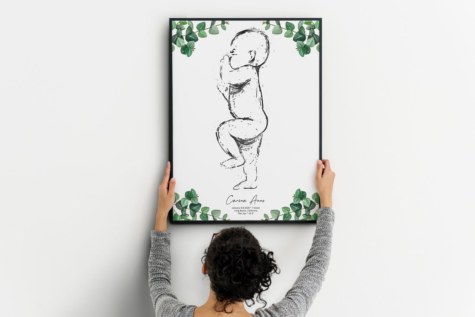 THE BIRTH POSTER in Scale 1:1, Baby Sketch, Custom Made Newborn Poster ...