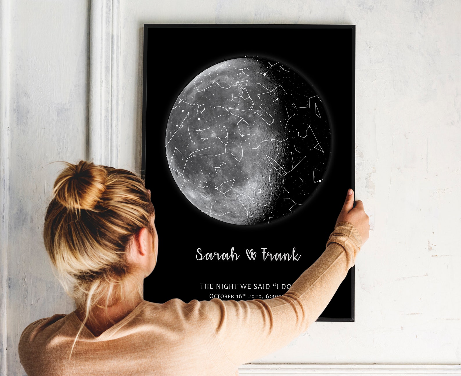 Star Map and Moon Phase Print, Custom Star Map, Personalized Moon Phase ...