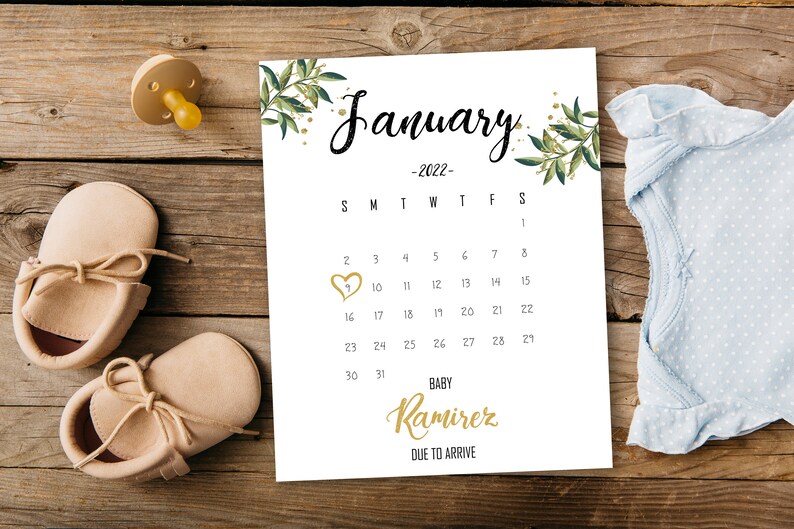 Download January 2022 Custom Pregnancy Announcement Calendar Social Etsy