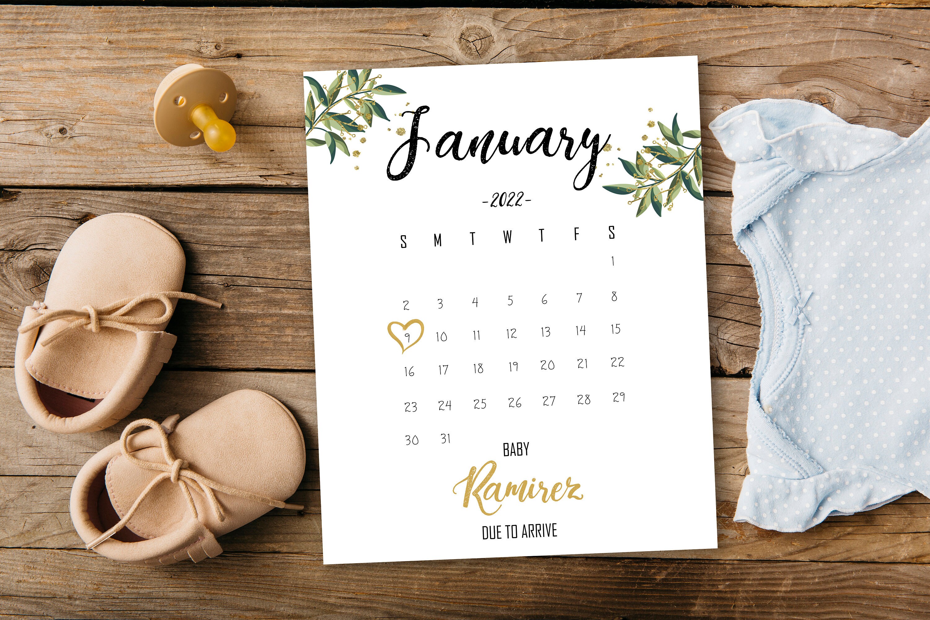 JANUARY 2022 Custom PREGNANCY ANNOUNCEMENT Calendar Social Etsy