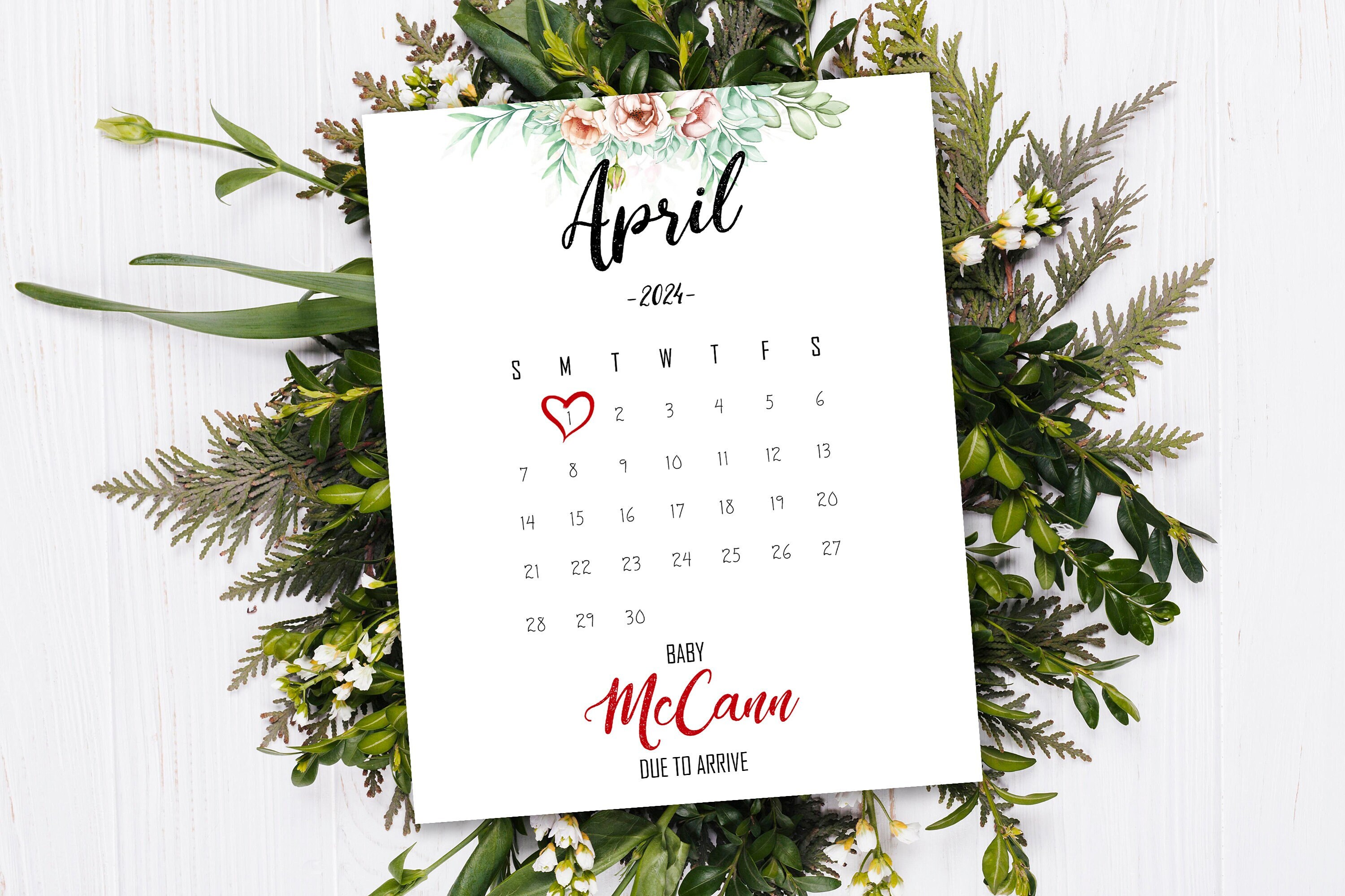 PREGNANCY ANNOUNCEMENT Calendar, APRIL 2024, Custom Social Media Baby  Announcement, Editable Baby Due Date Printable Calendar, Expecting - Etsy