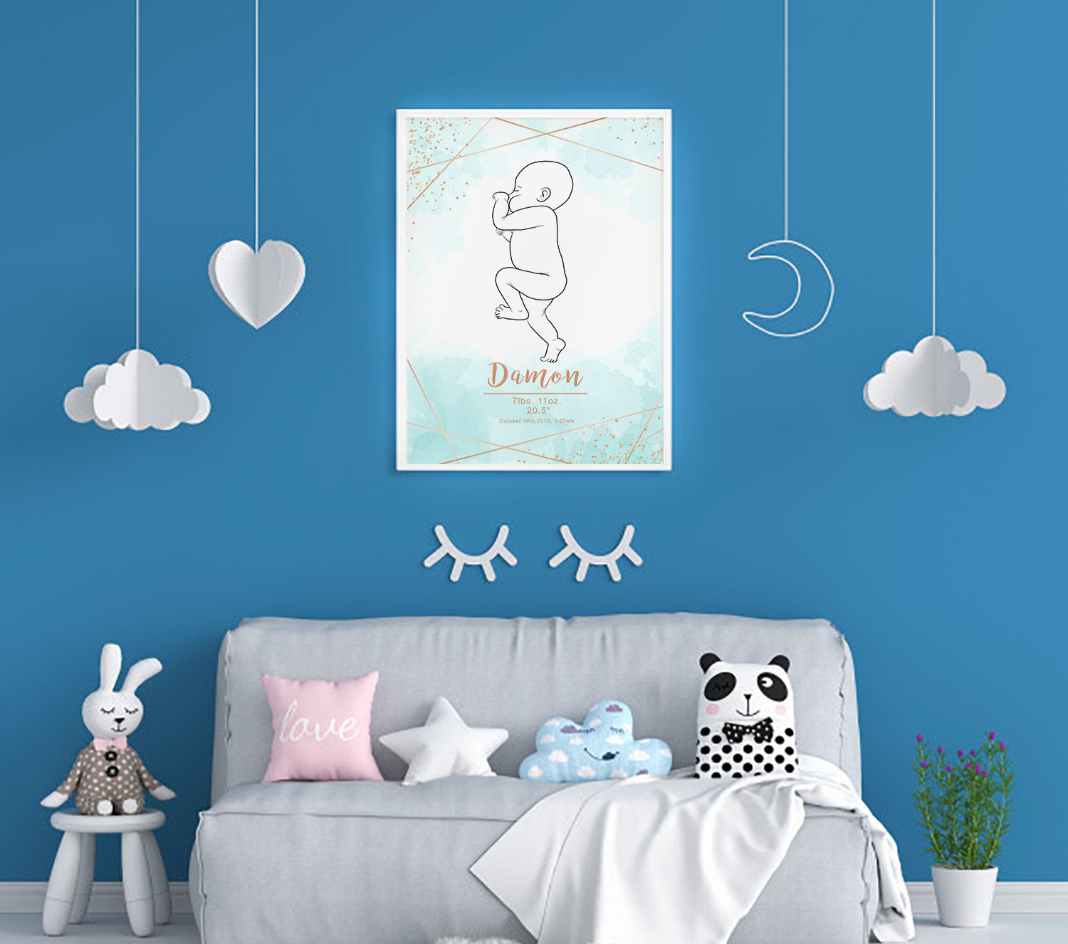 Birth Poster in Scale 1:1, Personalized Baby Poster, Custom Newborn ...