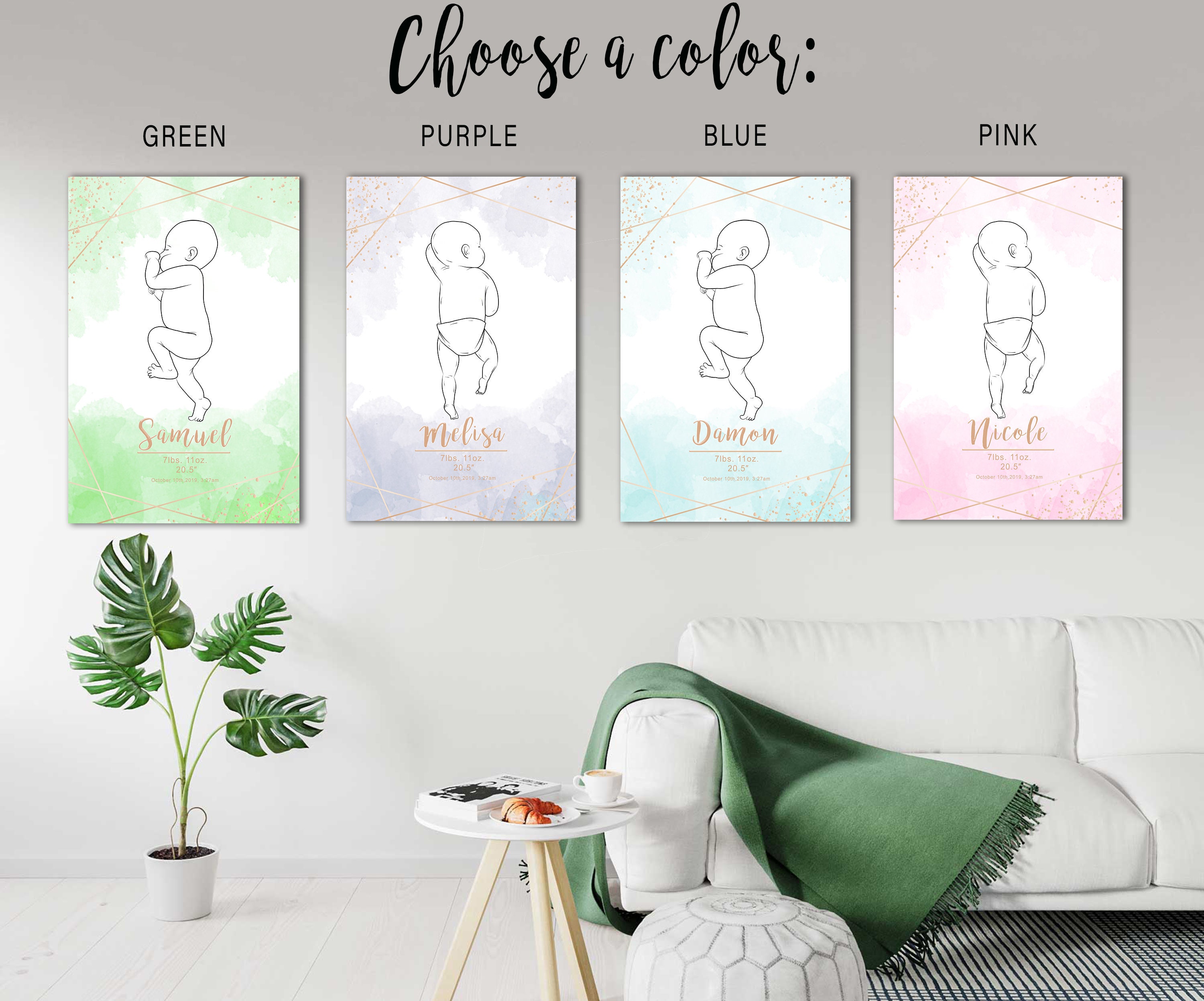 Birth Poster in Scale 1:1, Personalized Baby Poster, Custom Newborn ...