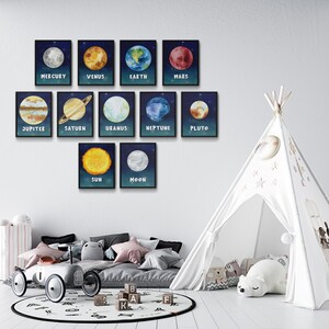Watercolor SOLAR SYSTEM PLANETS Set of 10 Prints, Printable Wall Art ...