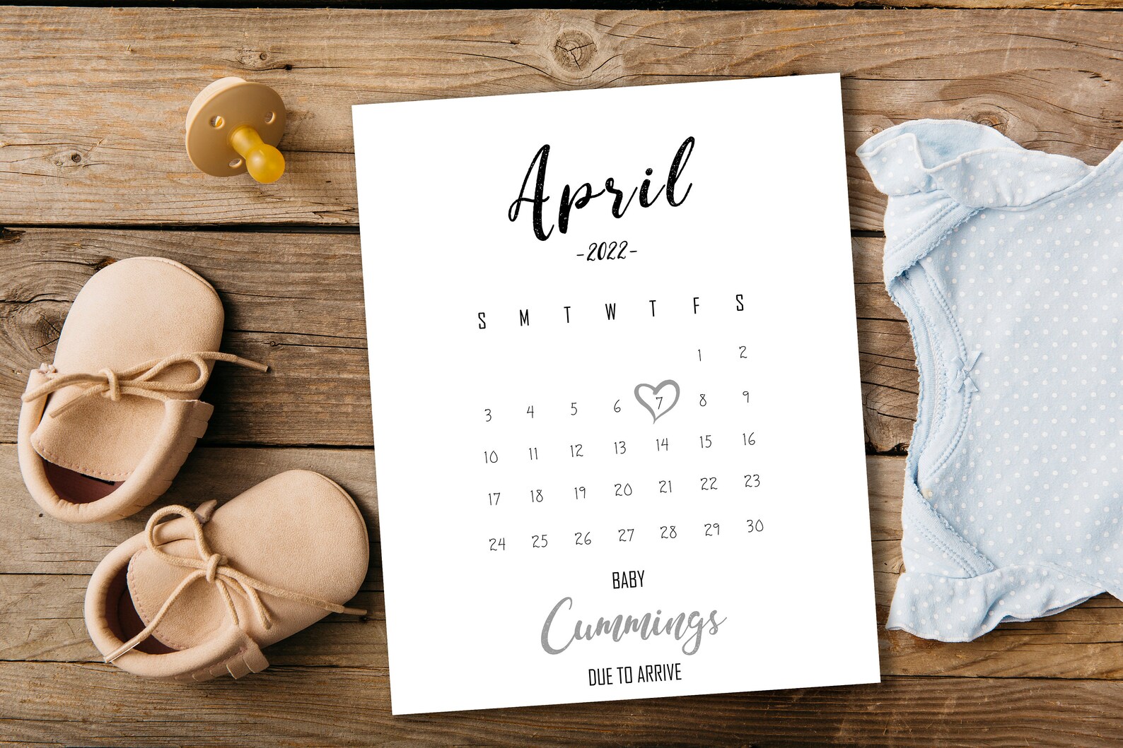 APRIL 2022 Custom PREGNANCY ANNOUNCEMENT Calendar Social | Etsy