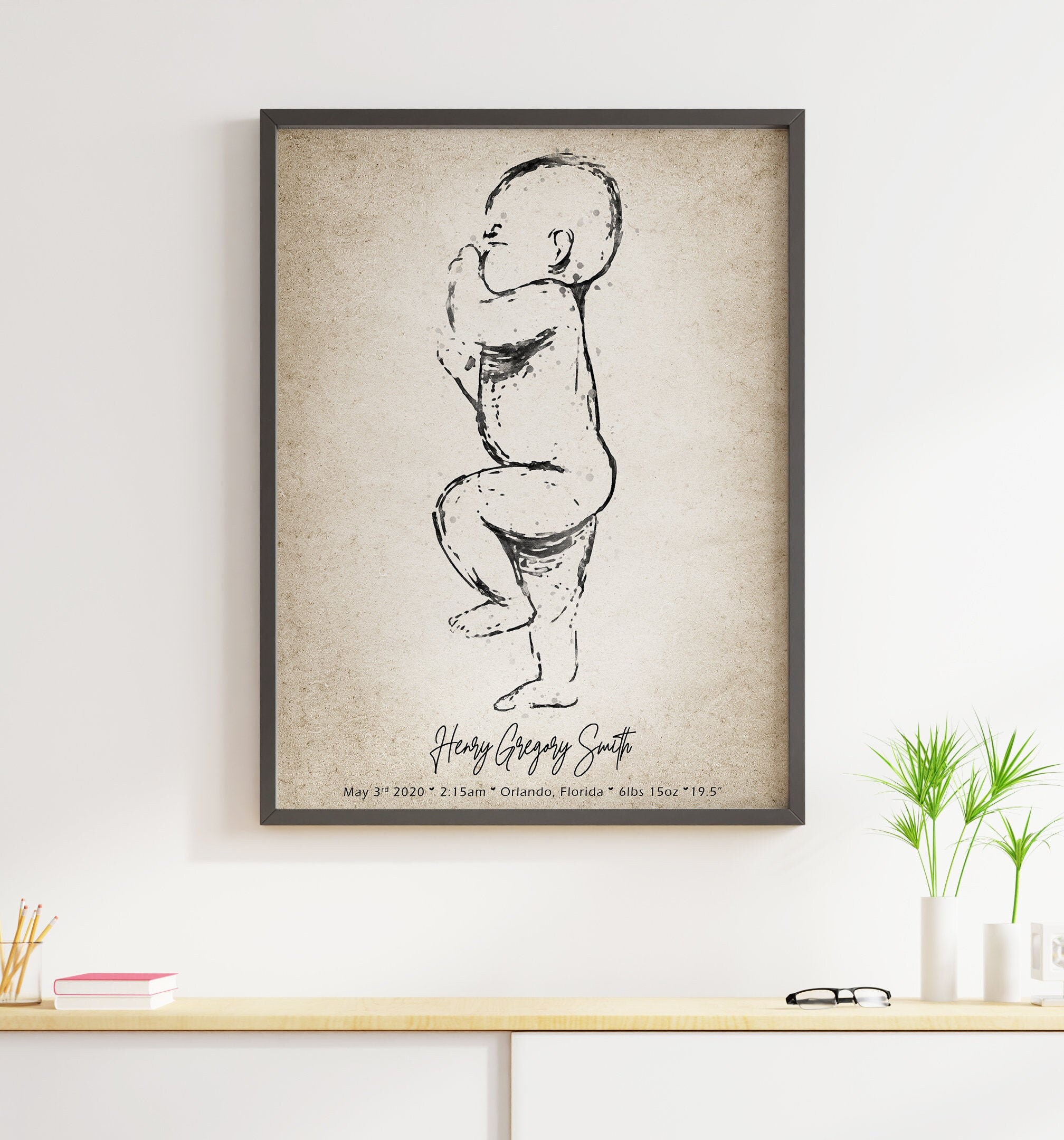 BIRTH POSTER in Scale 1:1. Custom Baby Poster, Personalized Birth Gift ...