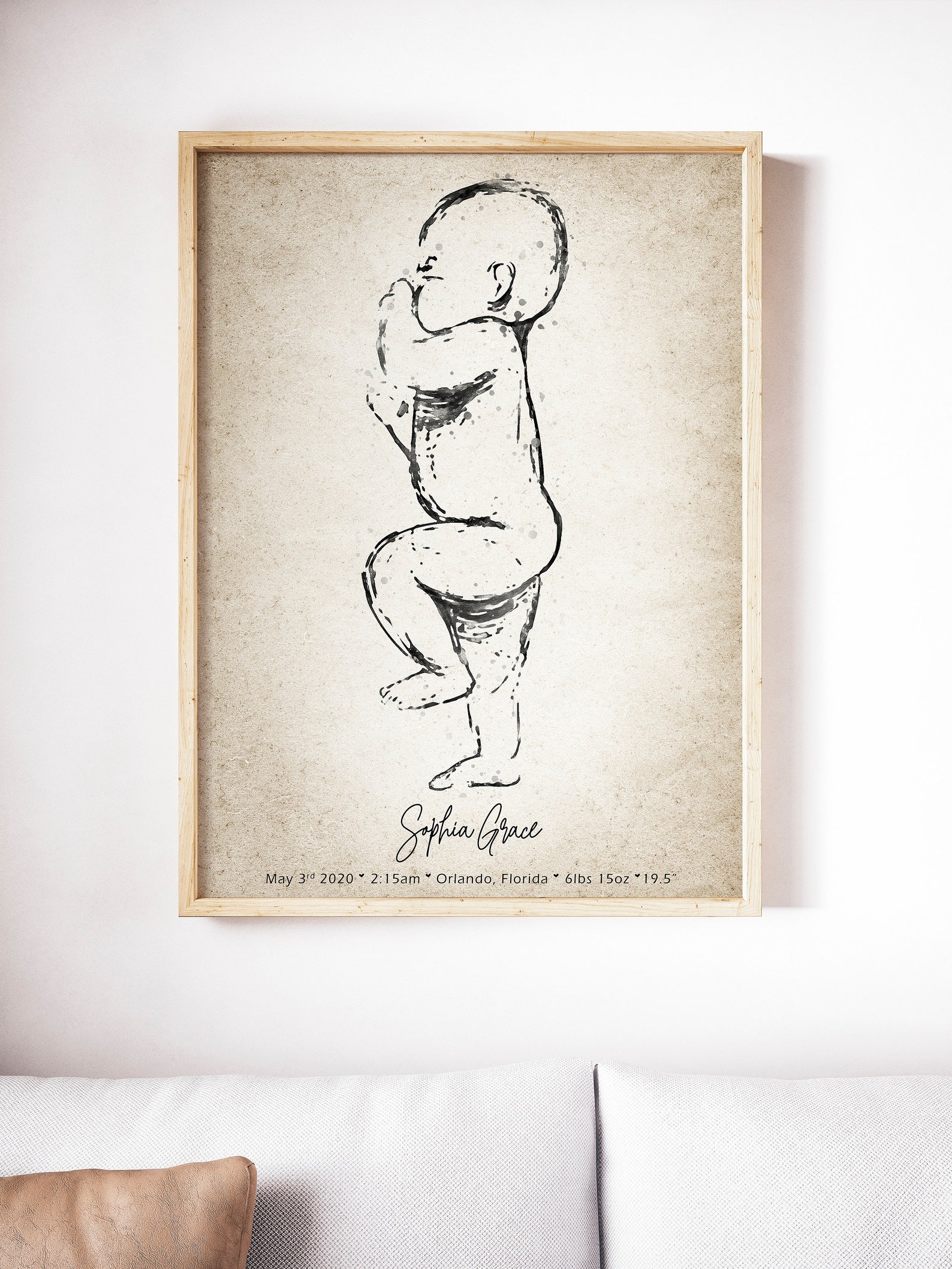 BIRTH POSTER in Scale 11. Custom Baby Poster Personalized Etsy