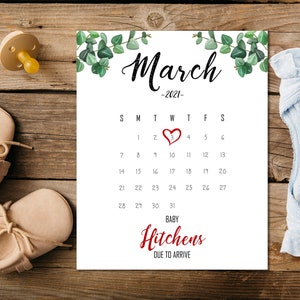 Social Media Baby Announcement Personalized month Baby Due date printable calendar November 2021 Custom PREGNANCY ANNOUNCEMENT Calendar