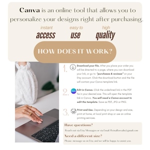 How does it work?:
1. Download your file.
2. Edit in Canva (free Canva account is required)
3. Print and Use.
Need a different size? Please, message us on Etsy and we will be happy to assist you.