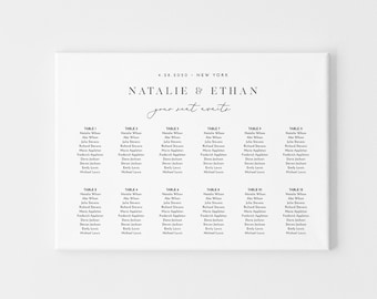 Editable Seating Chart Template, Minimalist Wedding / Bridal Shower Seating Plan, Alphabetic or Table No. Order, INSTANT DOWNLOAD #006-205SC