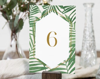 Tropical Table Number Card Template, Printable Beach Wedding Table Seating, 100% Editable Text, Instant Download, Corjl, 4x6 #008-212TC