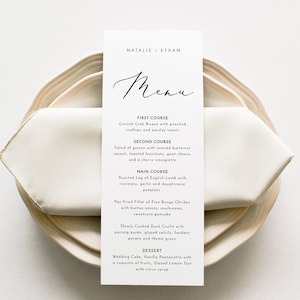 Minimalist Wedding Menu Template, Printable Dinner Menu, Modern Bridal Shower Menu, 100% Editable, INSTANT DOWNLOAD, Corjl 006-206WM image 1