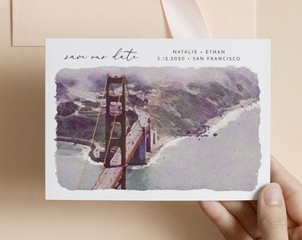 San Francisco Save The Date Postcard Template, Golden Gate, Wedding Date Announcement, 100% Editable, Instant Download, Corjl #016-217SD