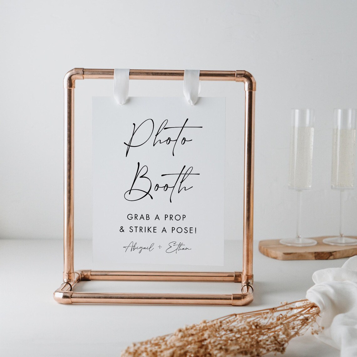Photo Booth Sign, Minimalist Modern Wedding Photo Booth Sign, Strike a ...