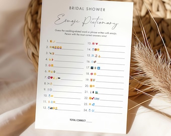 Bridal Emoji Pictionary, Minimalist Bridal Shower Game, Couples Shower, CANVA Editable Template, Printable, Instant Download #030BRG44