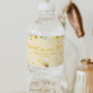 Étiquette de bouteille d'eau abeille, bourdon, autocollant de bouteille de boisson, modèle CANVA, imprimable, téléchargement immédiat #026WBL