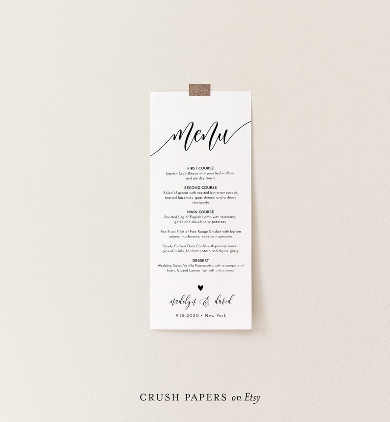 Rustic Wedding Menu Template, Minimalist Dinner Menu, Modern Bridal Shower Menu, 100% Editable, INSTANT DOWNLOAD, Corjl 010-208WM image 2