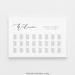 Minimalistische zitplaatsen grafiek poster, alfabetisch of tabel nr., bewerkbare sjabloon, bruiloft of bruids douche, Instant Download, Corjl #006-207SC