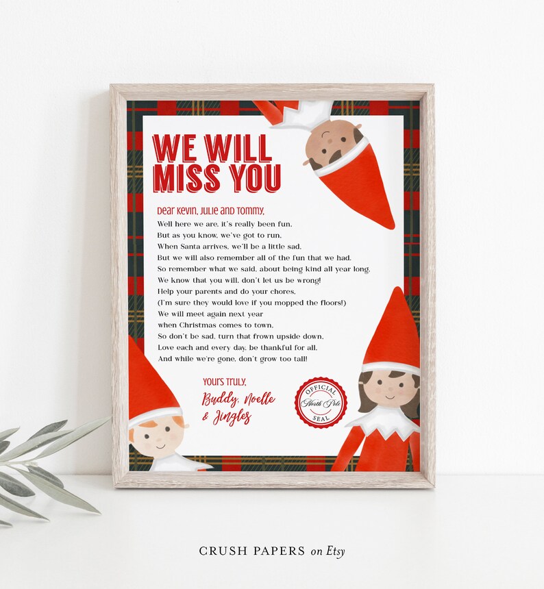 Elf Letter Elves Goodbye Letter Christmas Elf Departure Boy Etsy