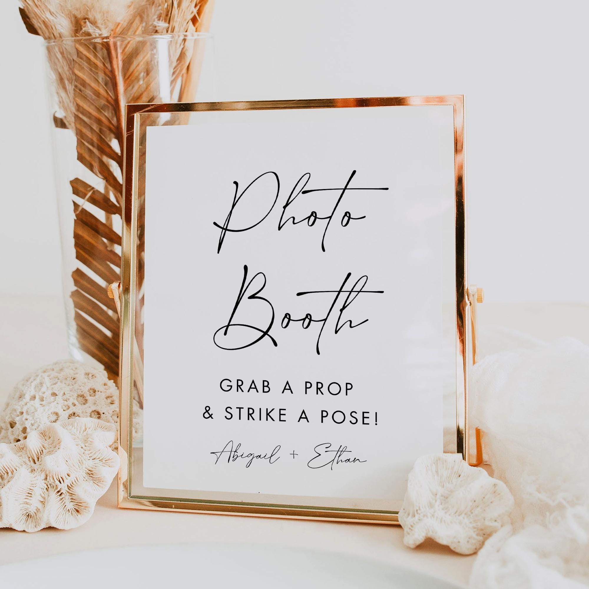 Photo Booth Sign, Minimalist Modern Wedding Photo Booth Sign, Strike a ...