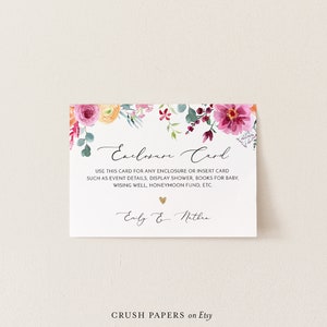 Modelo de cartão de anexo, detalhes do casamento, encarte para chá de panela, detalhes, solicitação de livro, acomodações, DOWNLOAD INSTANTÂNEO, Corjl #005-204EC