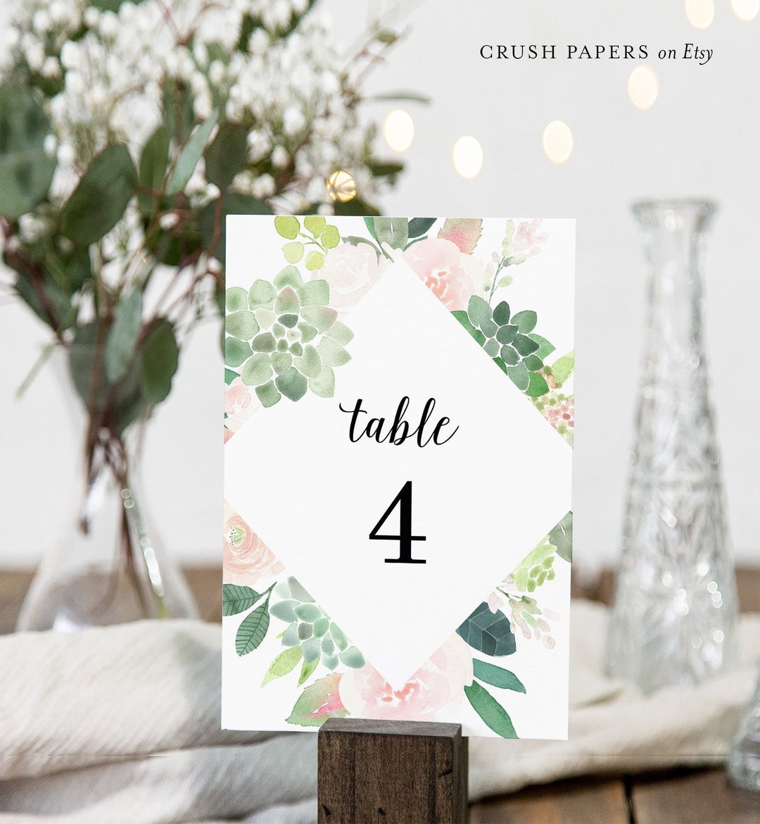 Wedding Table Number Card Template, DIY Printable Table Seating Card ...