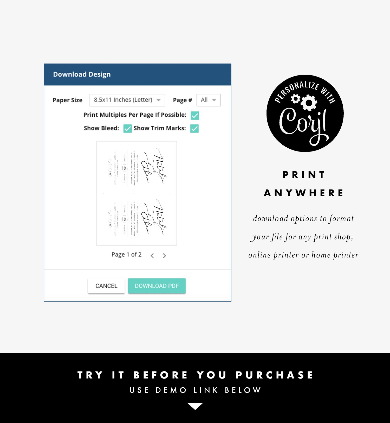 Wedding Place Card Template Printable Modern Minimalist - Etsy