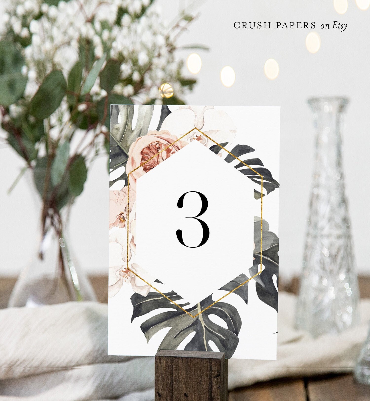 Tropical Table Number Card Template Printable Modern Beach - Etsy