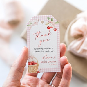 Cherry Favor Tag, She's the Cherry on Top Thank You Tag for Bridal / Baby Shower, Birthday, CANVA Template, Instant Download #029FT