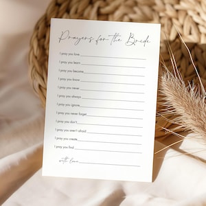 Preghiere per la sposa, biglietto di auguri minimalista per il matrimonio, modello modificabile CANVA, stampabile, download immediato #030BRG49