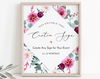 Garden Custom Sign Template, Create Unlimited Signs for Wedding, Bridal Shower, Baby Shower, INSTANT DOWNLOAD, Corjl, 5x7, 8x10 #005-208CS