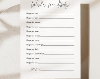 Desejos para Bebê, Jogo de Chá de Bebê Minimalista, Gênero Neutro, Modelo CANVA, Editável, Imprimível, Download Instantâneo, 5x7 #030BAG47