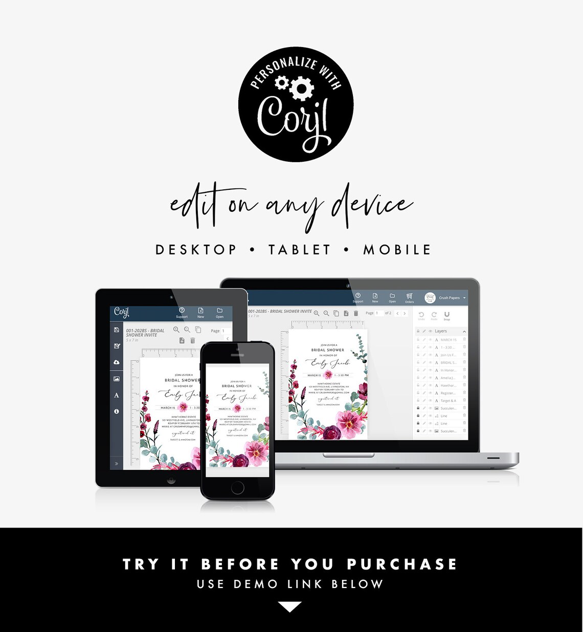 Enclosure Card Template Wedding Details Bridal Shower Etsy