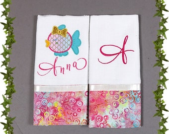 Under the see Personalized Burp Cloths, Custom  girl Burp Cloths, Embroidered Baby  shower gift, nursery gift, Set of two