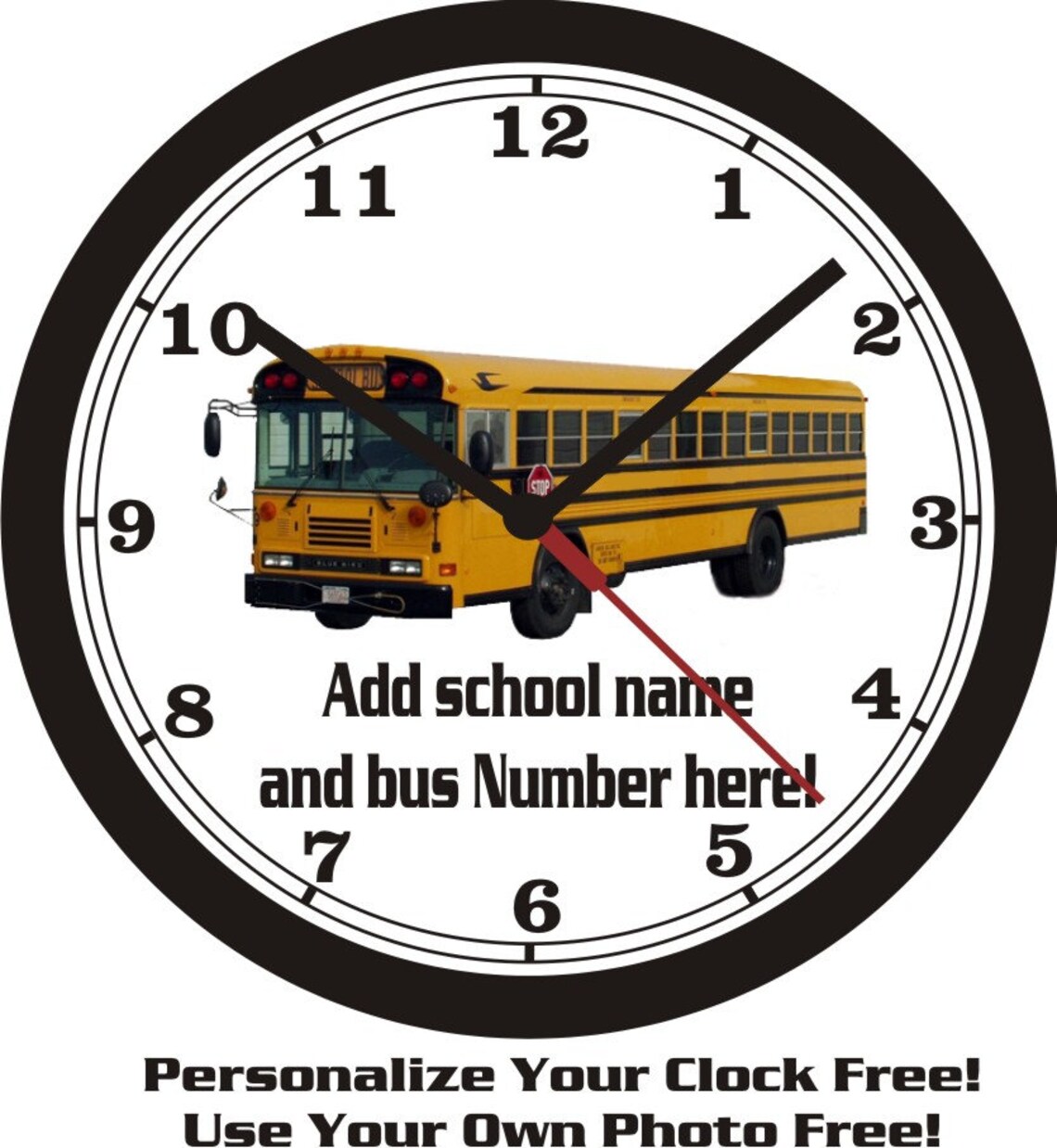 School Bus Wall Clock Add School Name Bus & Personalize Etsy