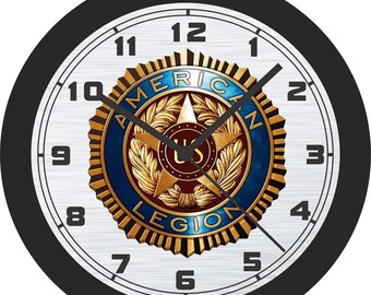 US American Legion Badge Wall Clock-Free US Ship-Army Air Force Navy Marines